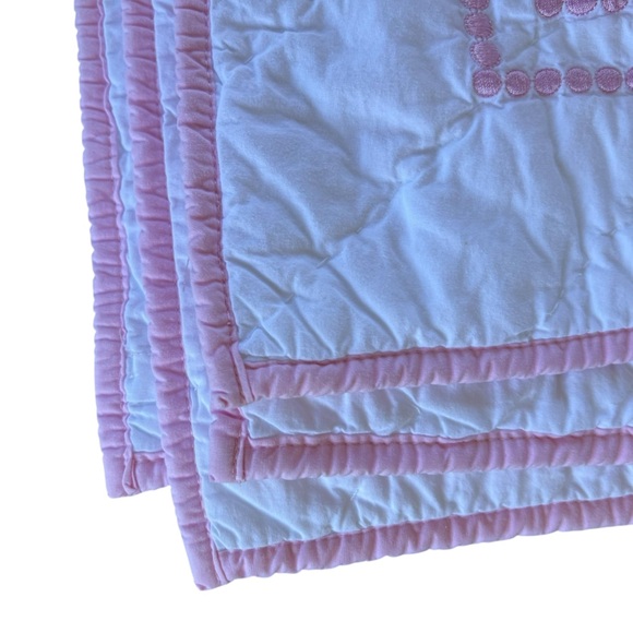 Pottery Barn Kids Pearl Dot Embroidered Crib Bedding Set Light Pink GUC - Picture 11 of 16